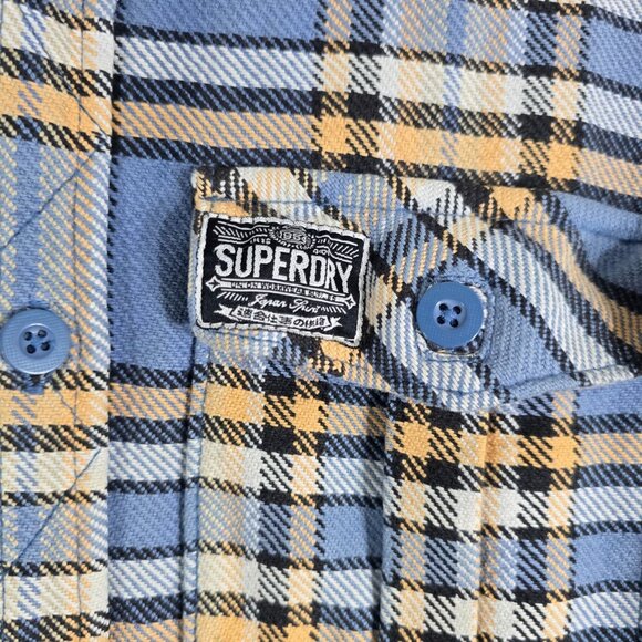 Superdry Flannel Button Up Shirt Men Large Plaid Collared Heavyweight Pockets - Picture 10 of 16